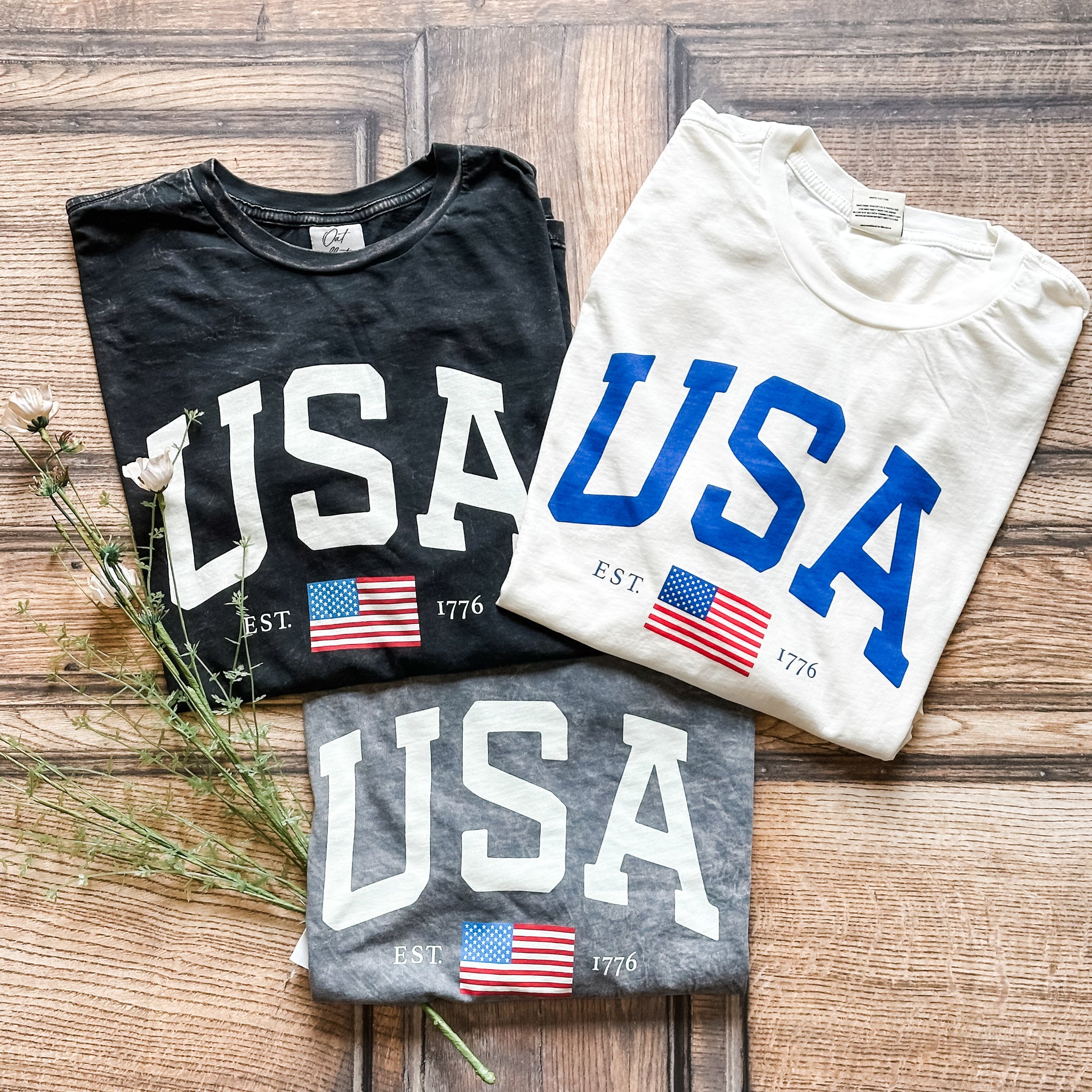 USA  Mineral Washed Long Sleeve Graphic