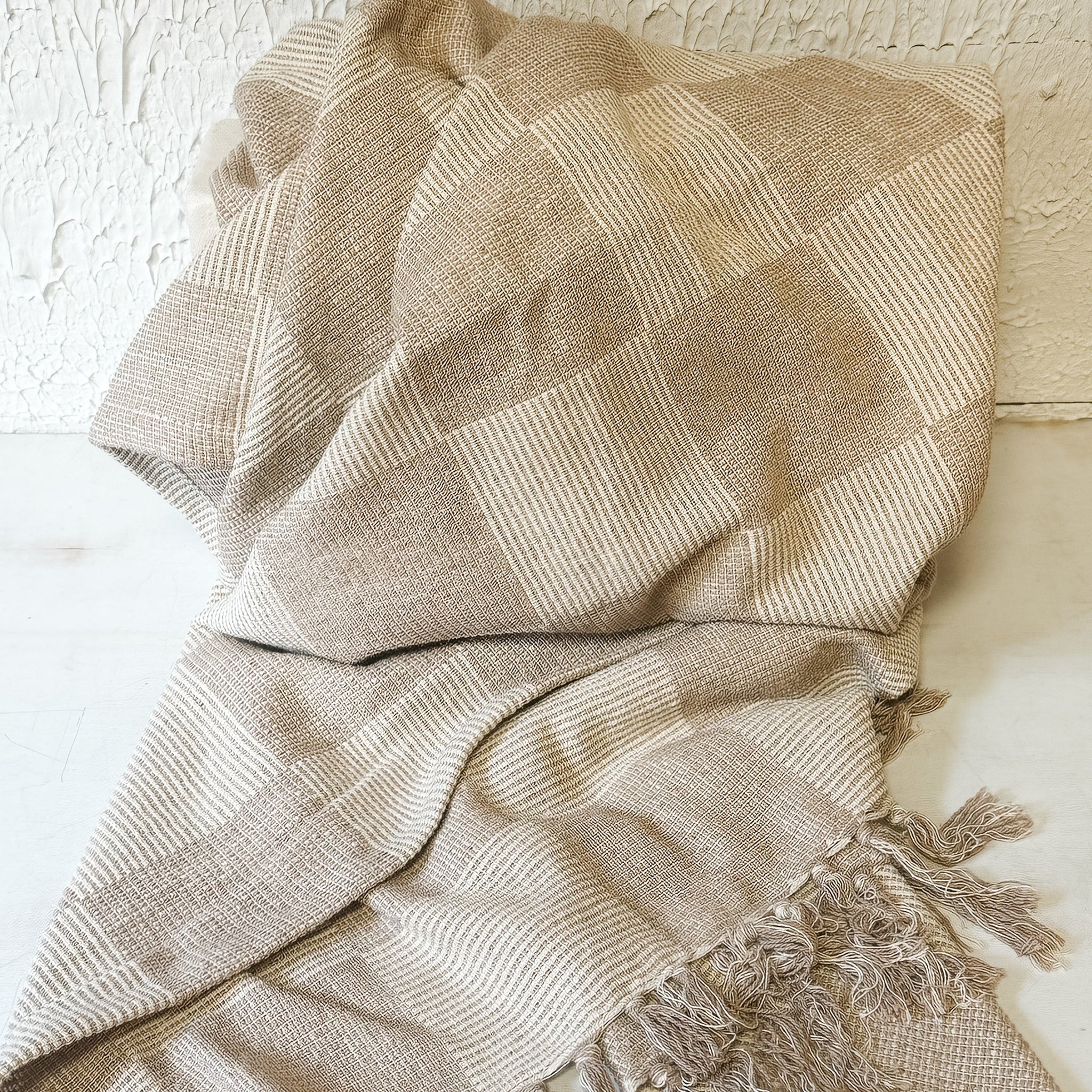 Cream Checkerboard Throw