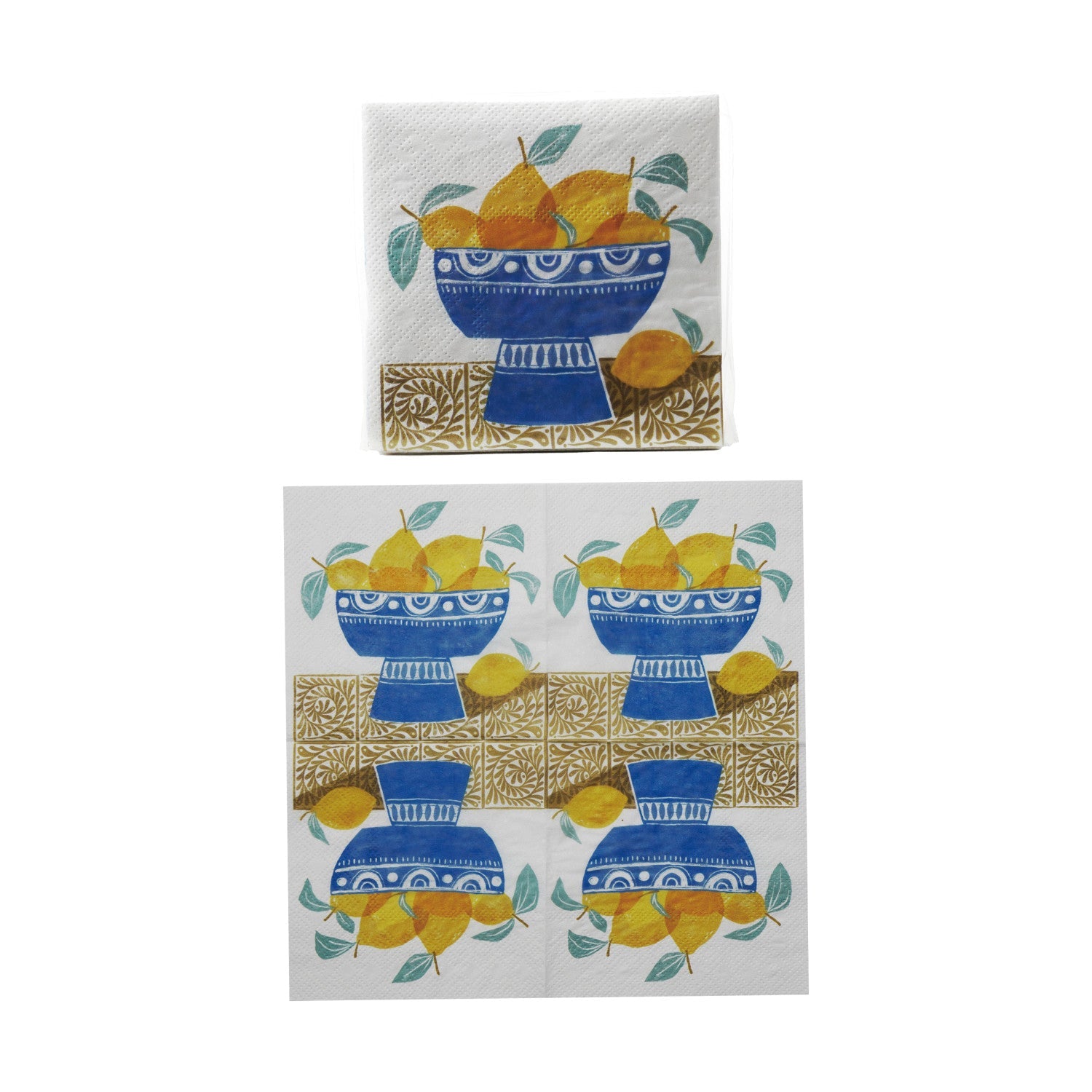 Paper Cocktail Napkins with Fruit in Bowl Pattern
