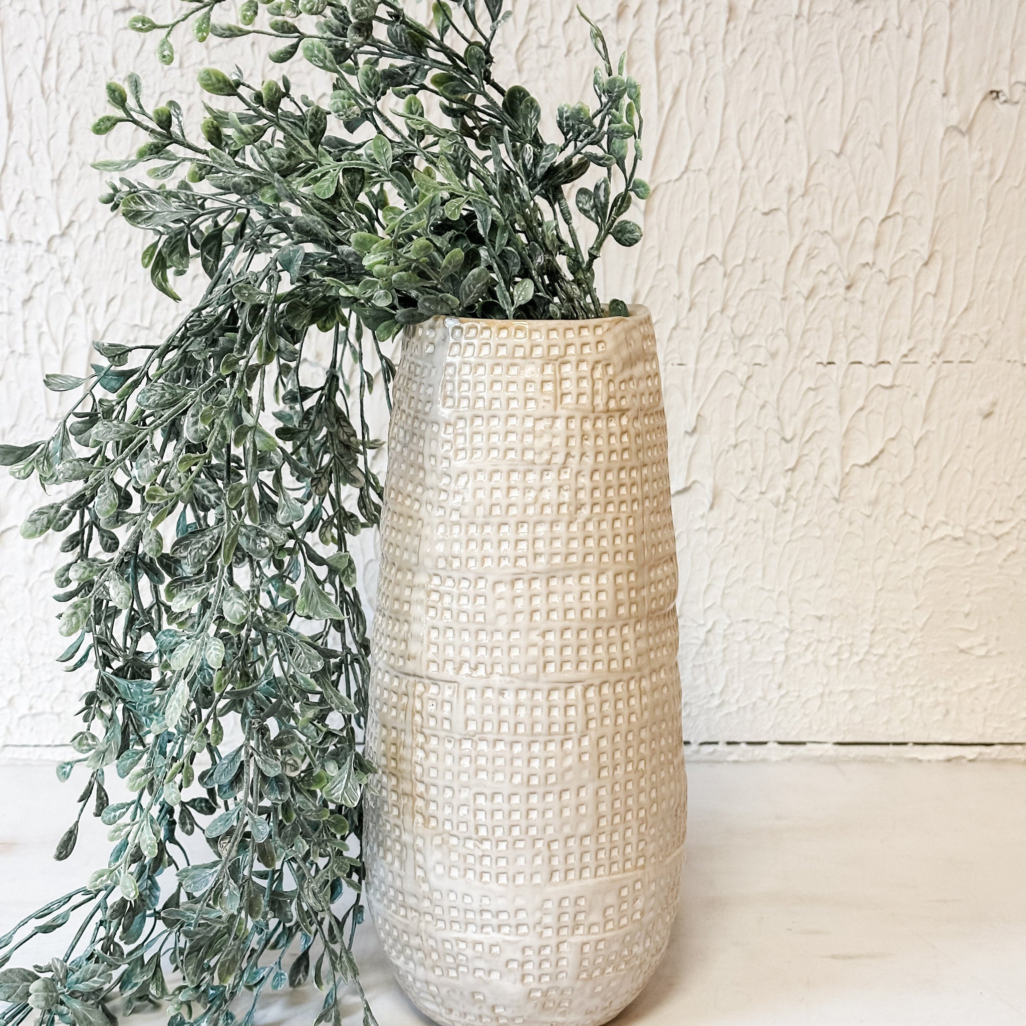 Embossed White Vase