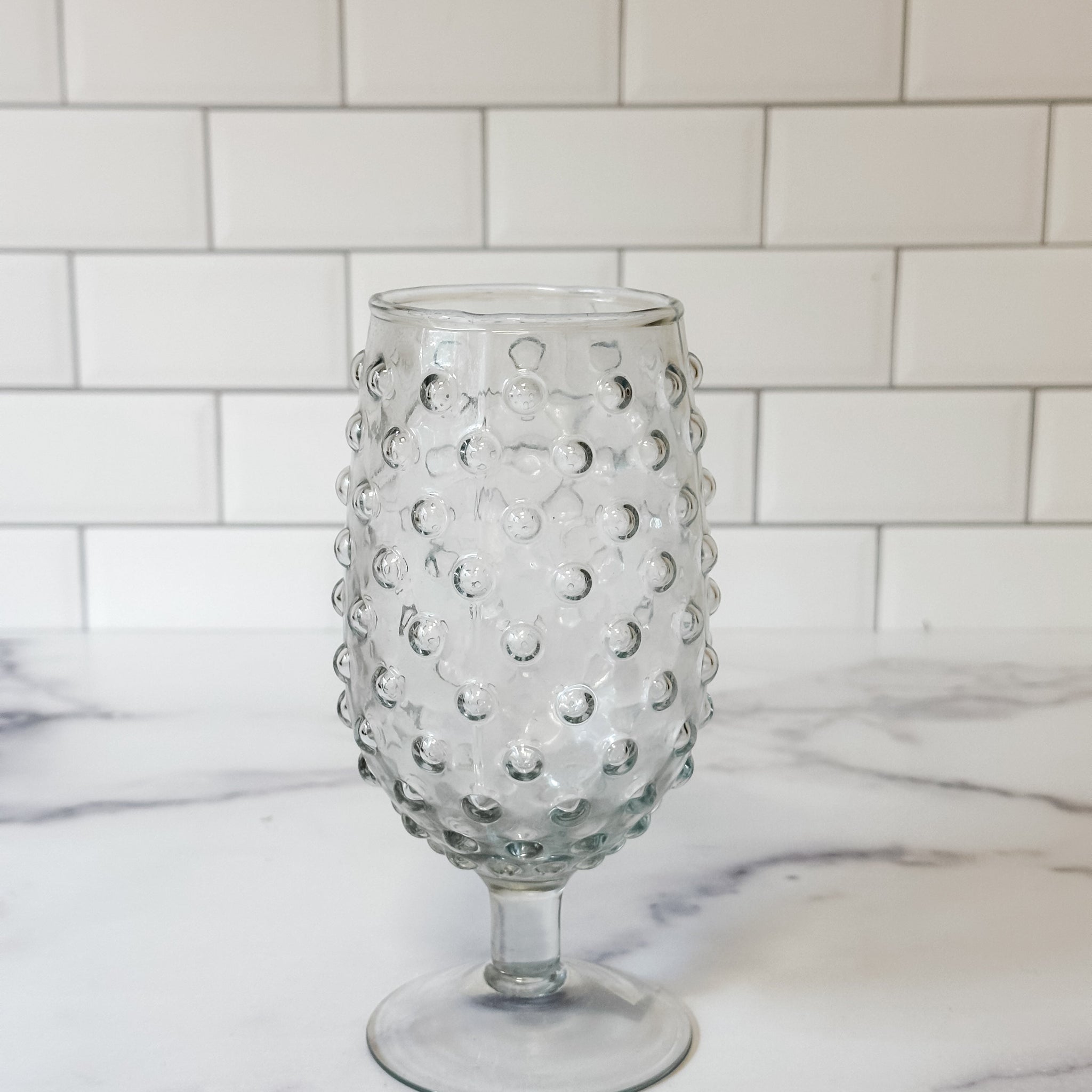 Glass Hobnail Stemmed Glass