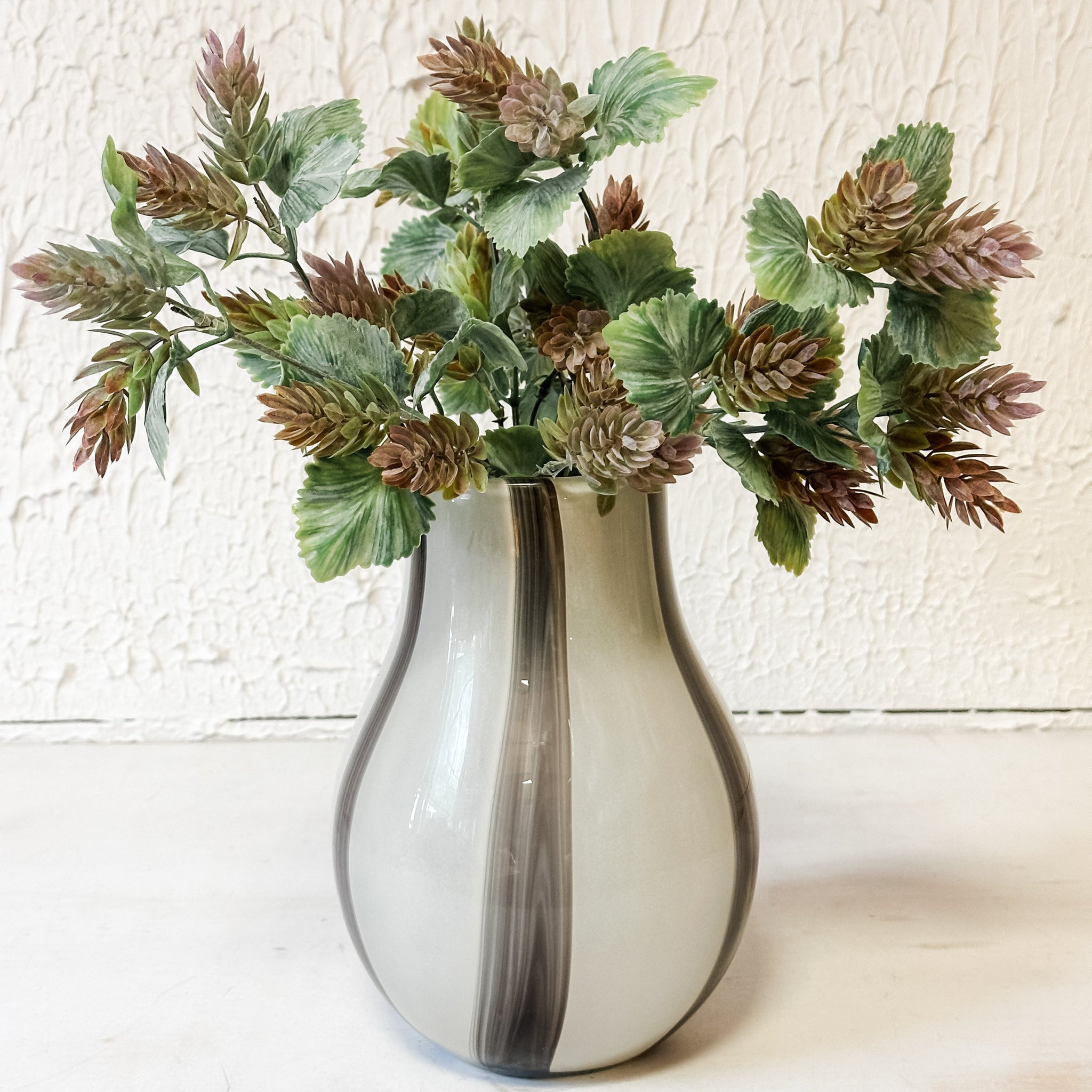 Glass Vase With Black & White Stripes