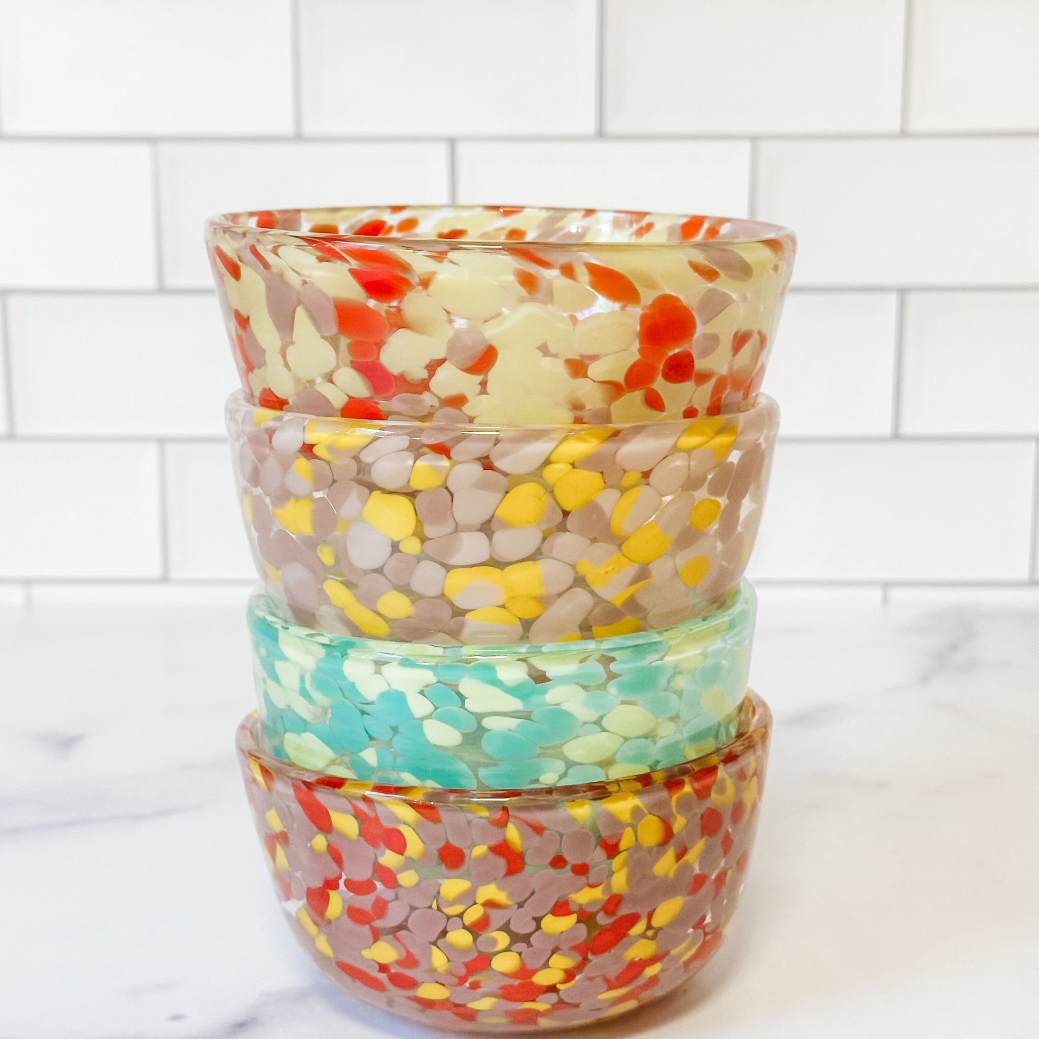 Hand-Blown Confetti Glass Bowl