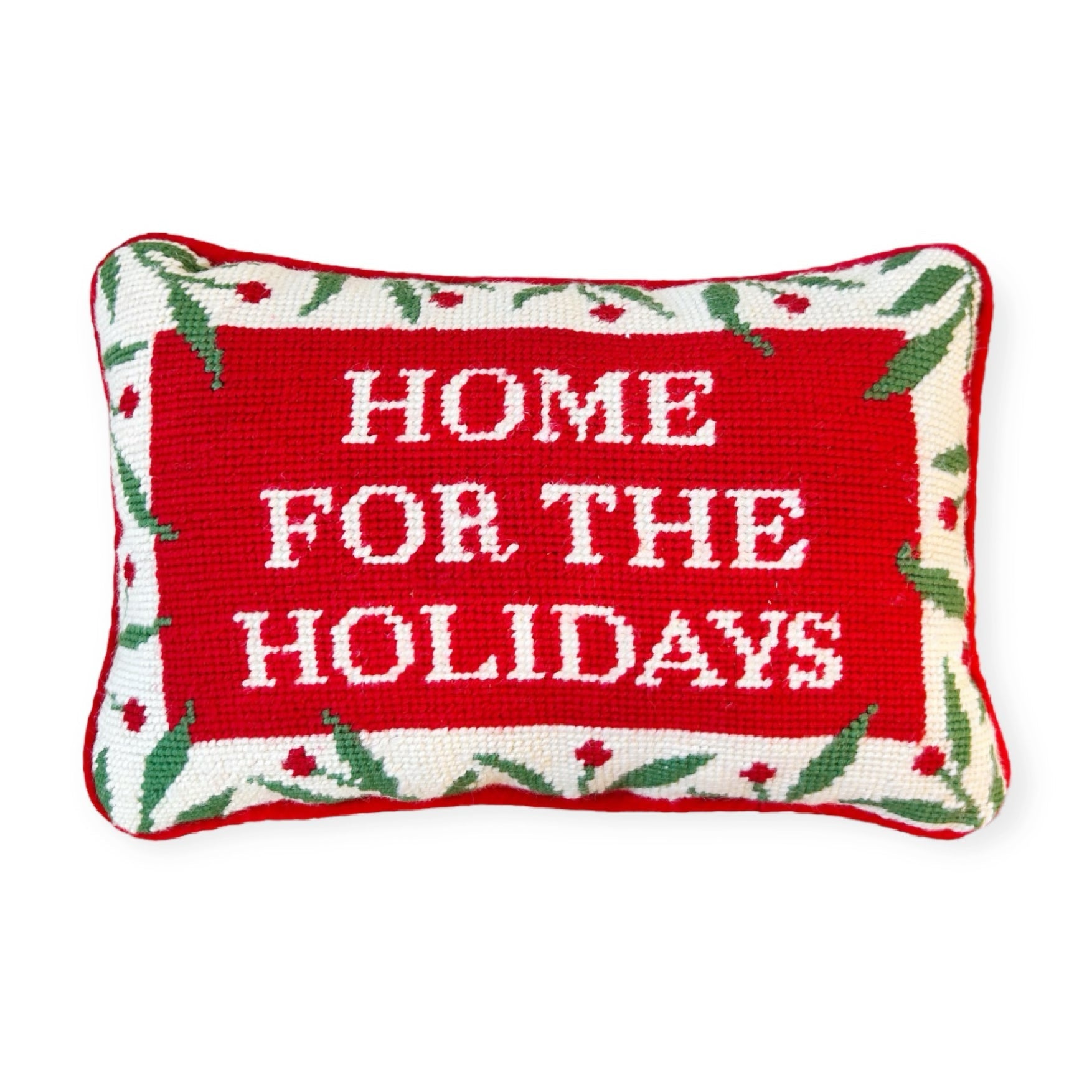 Hooked Home for the Holidays Throw Pillow