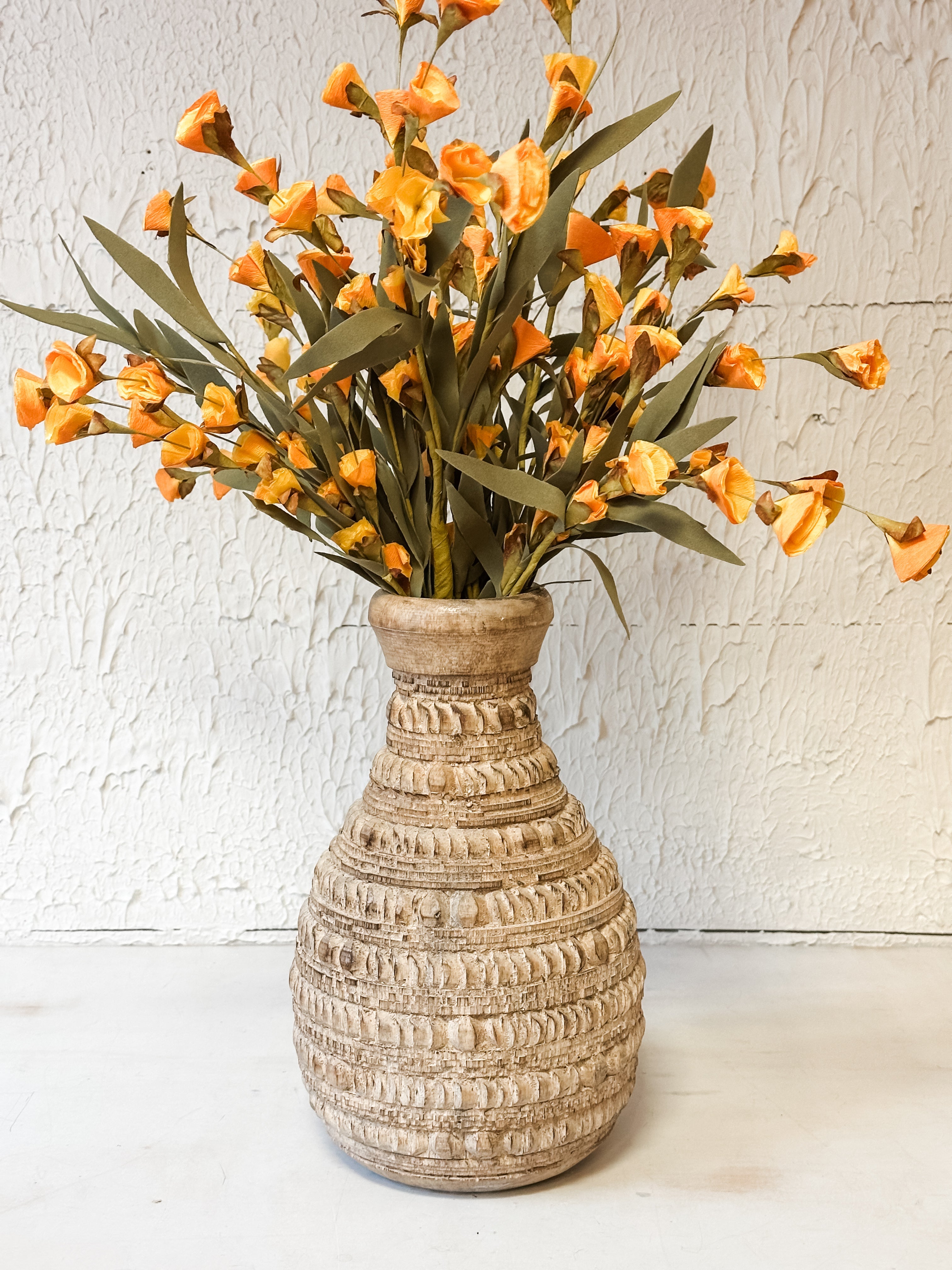 Carved Wood Vases, 2 Sizes