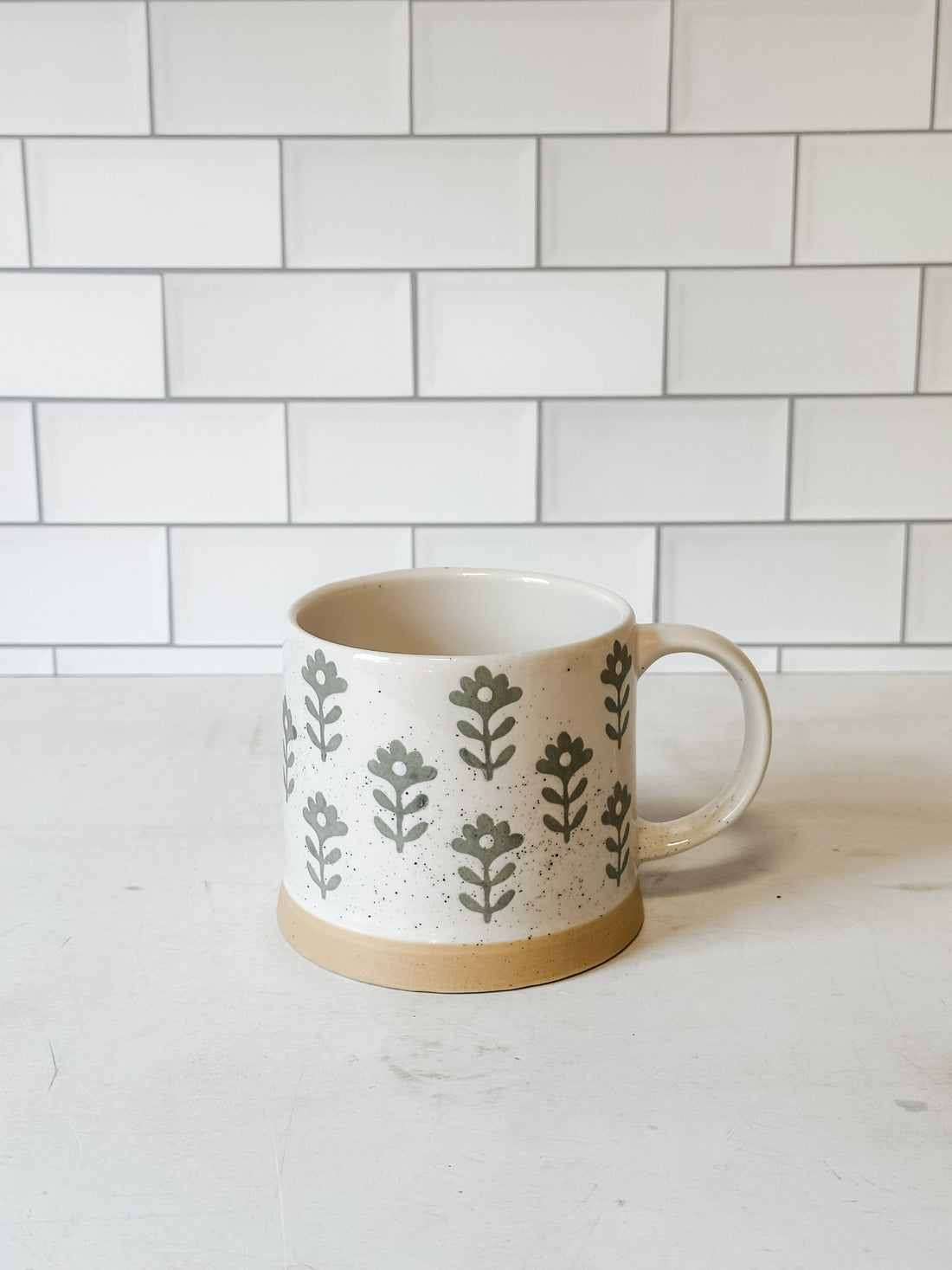 Leafy Green Stoneware Mugs