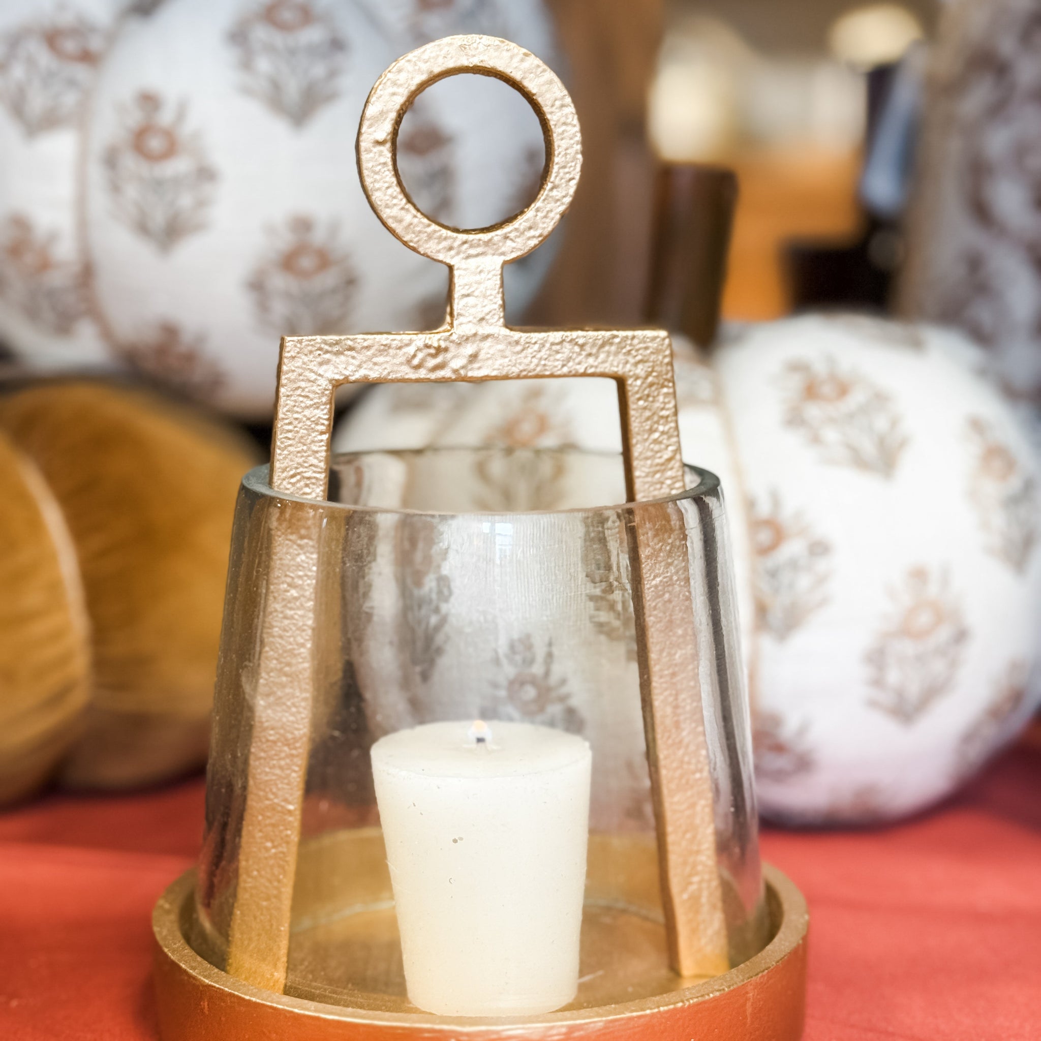 Mini Gold Aluminum & Glass Lantern