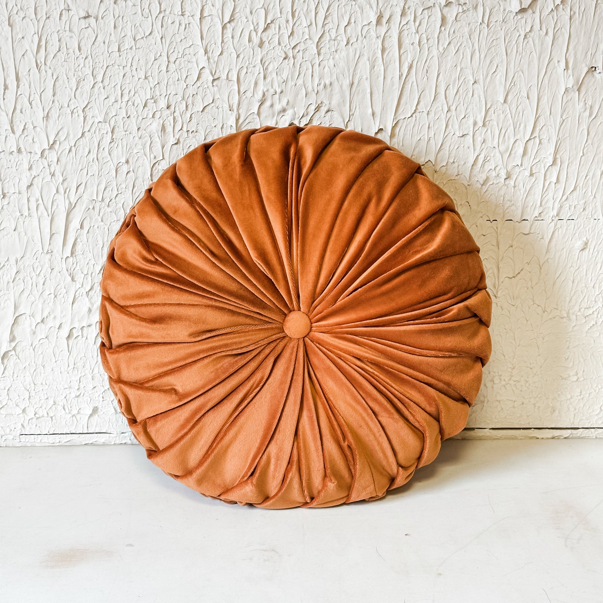 Round Velvet Pintucked Pillow