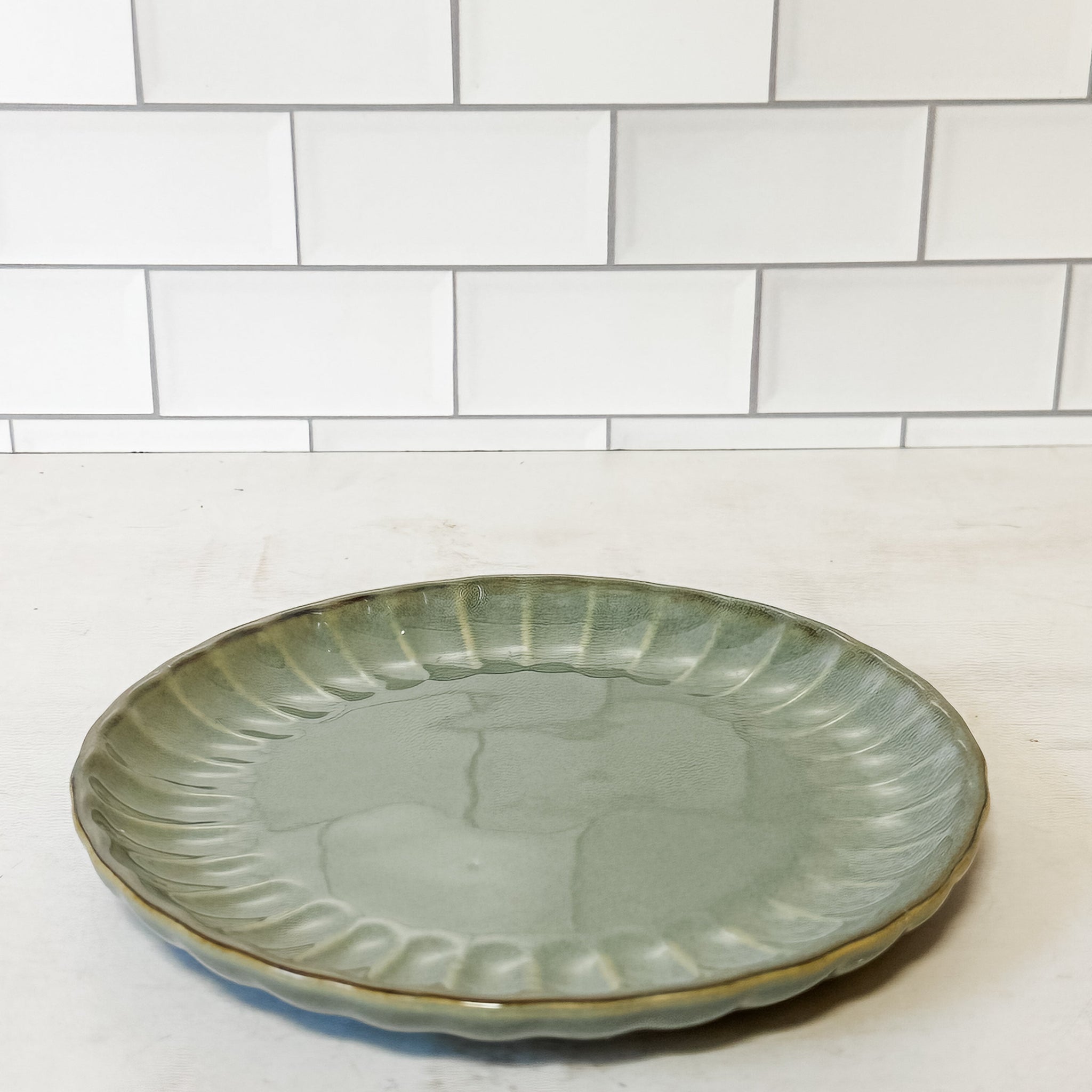 Sage Green Stoneware Fluted Plate