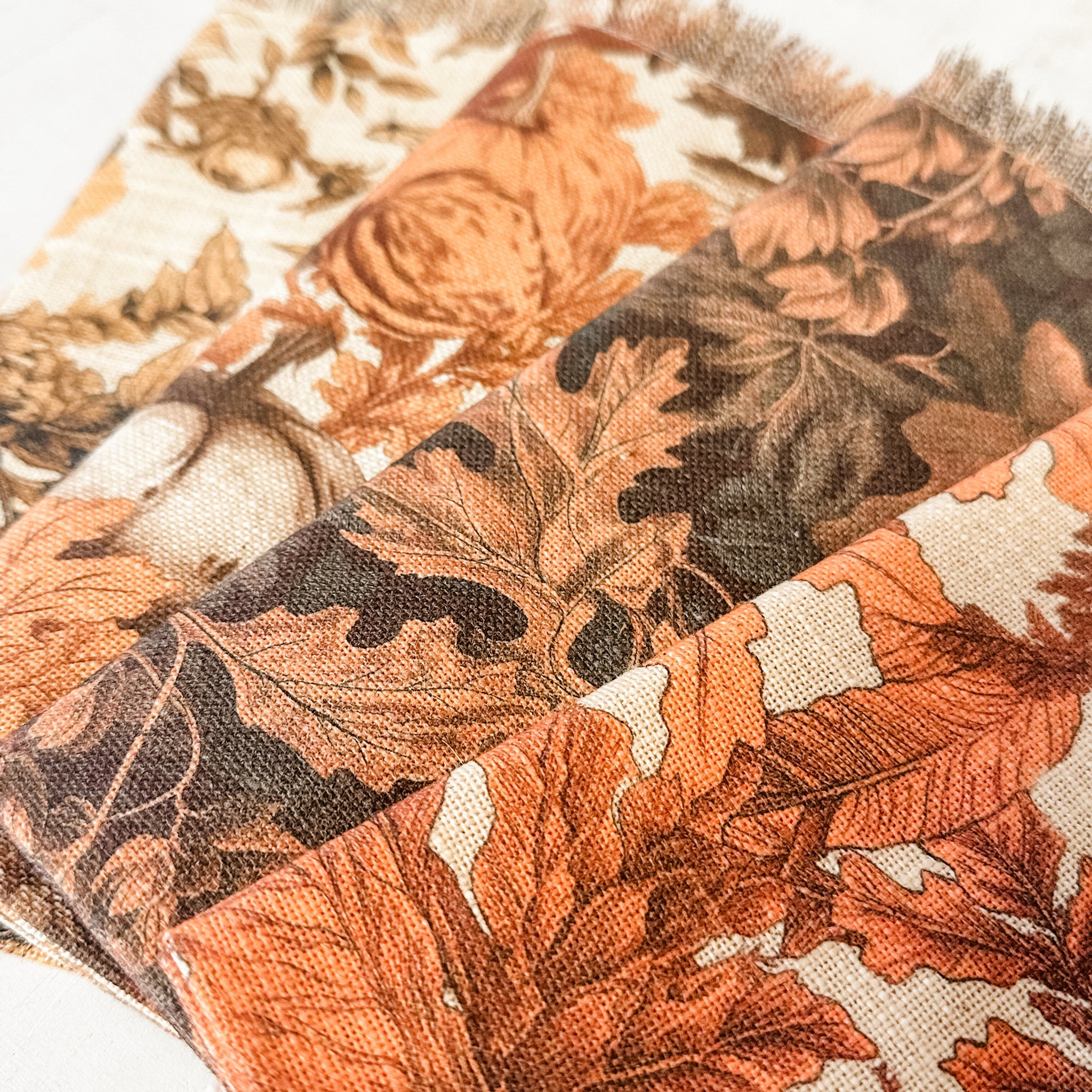 Set of 4 Leaf and Pumpkin Assorted Napkins