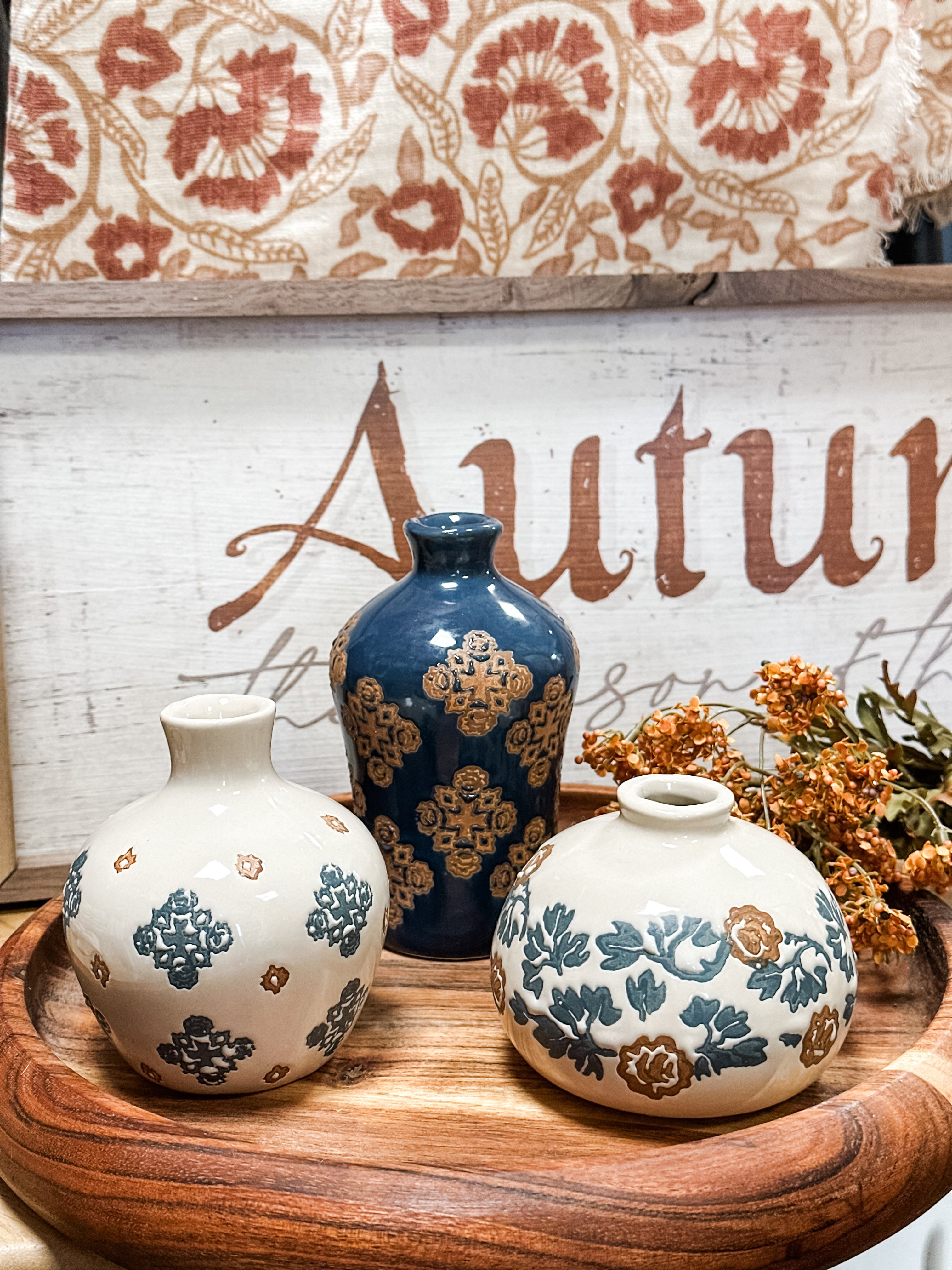 Blue Floral Motif Vase
