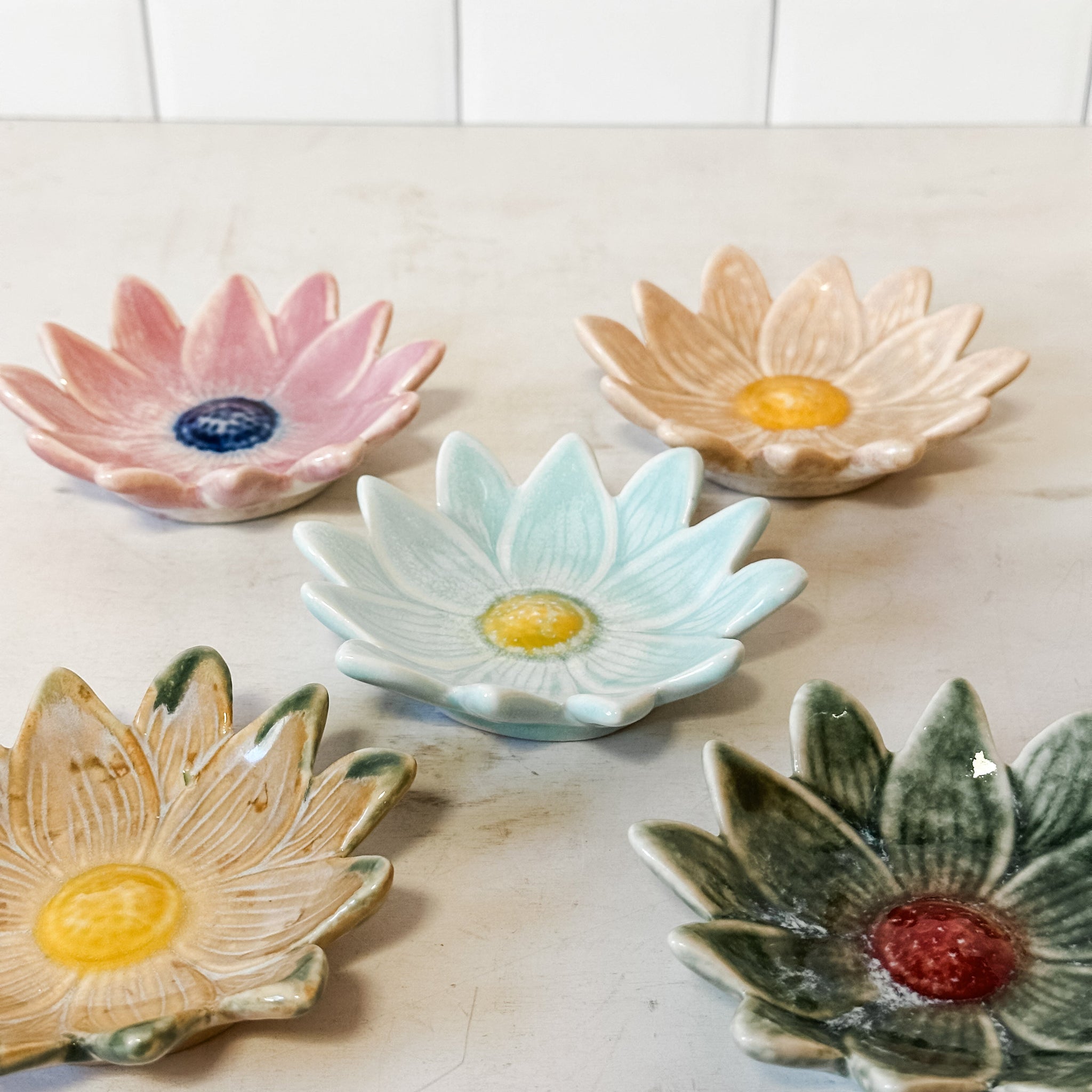 Stoneware Flower Shaped Dish, Small