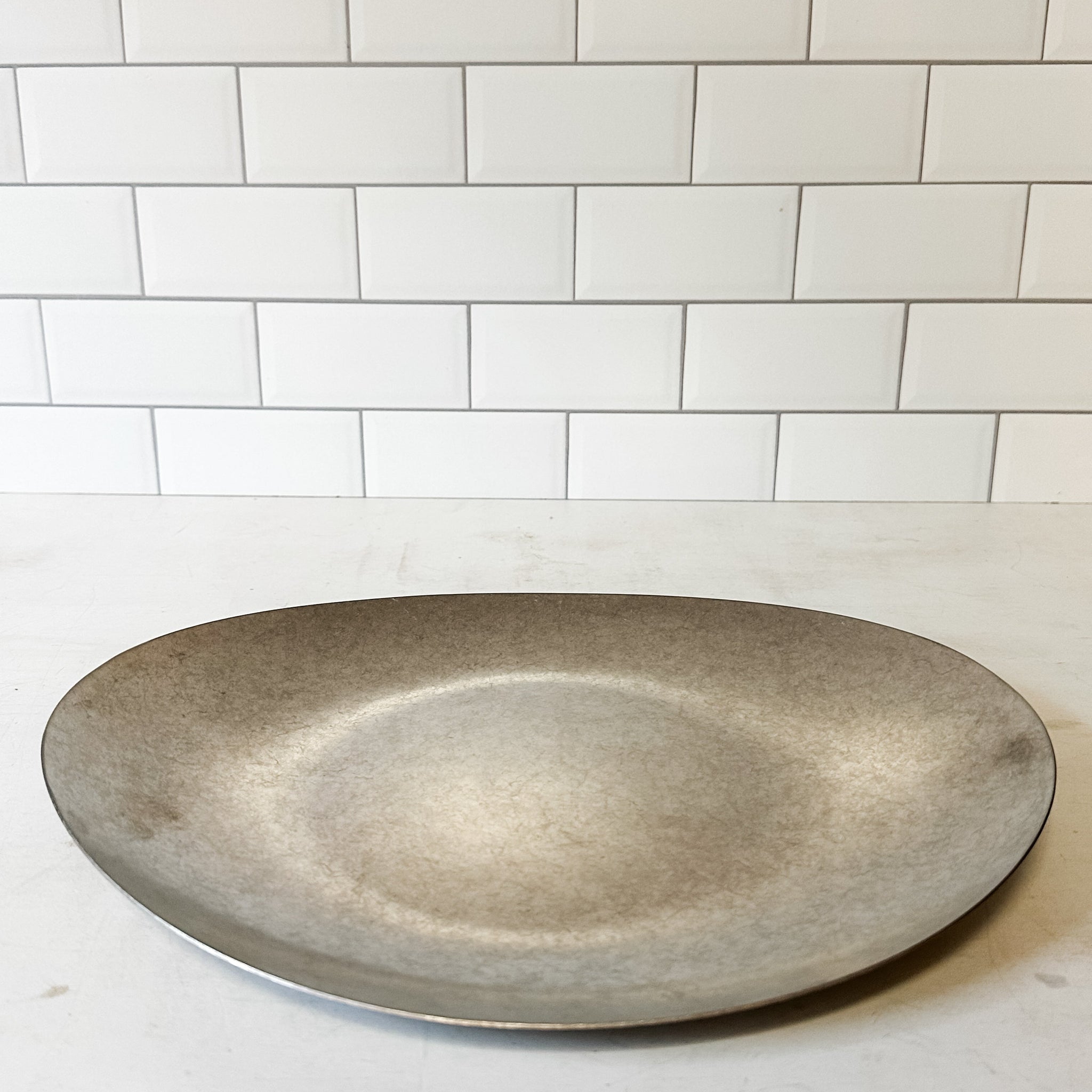Stainless Steel Platter, Brushed Pewter Finish