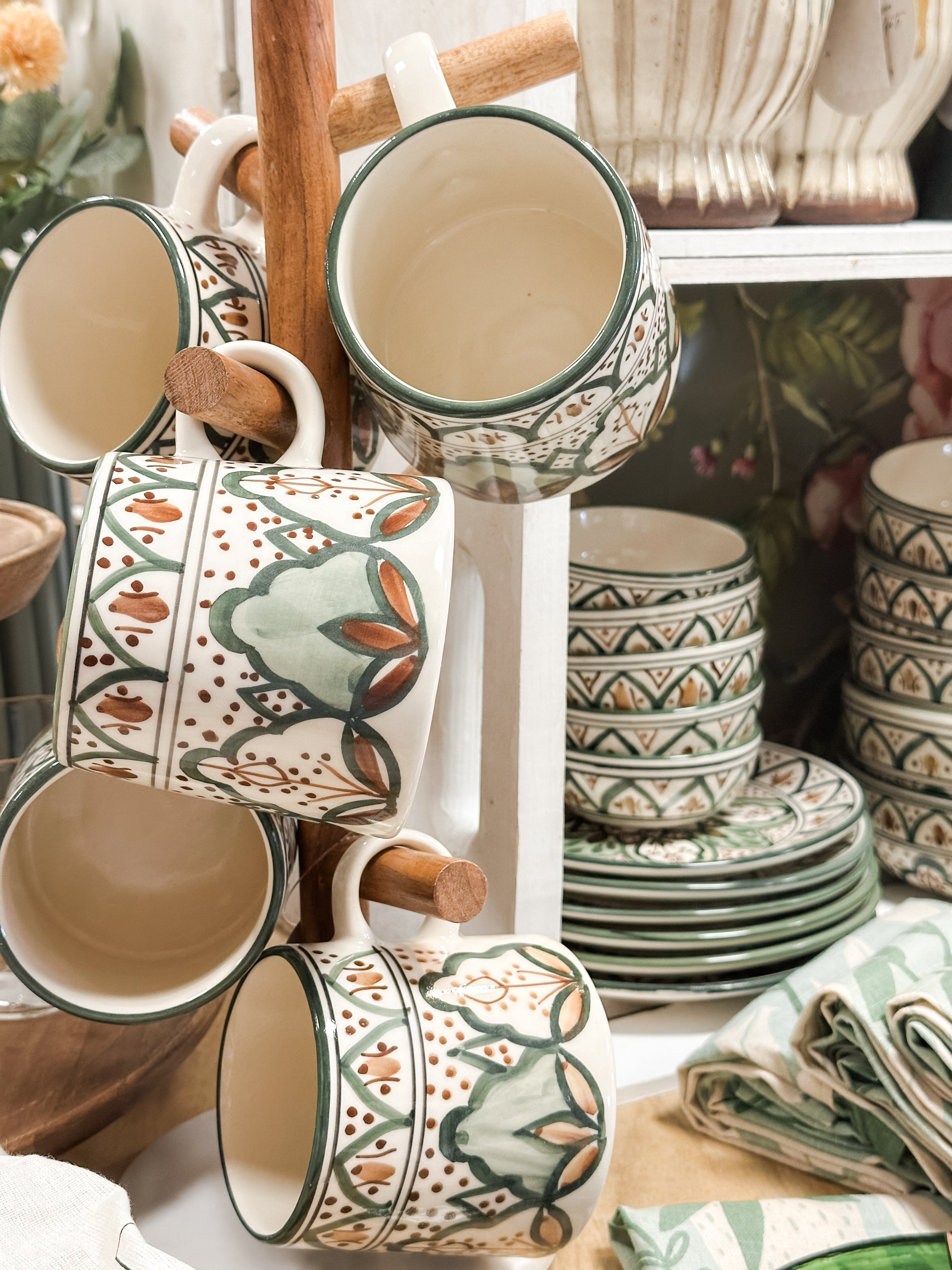 Stoneware Botanical Green Mug