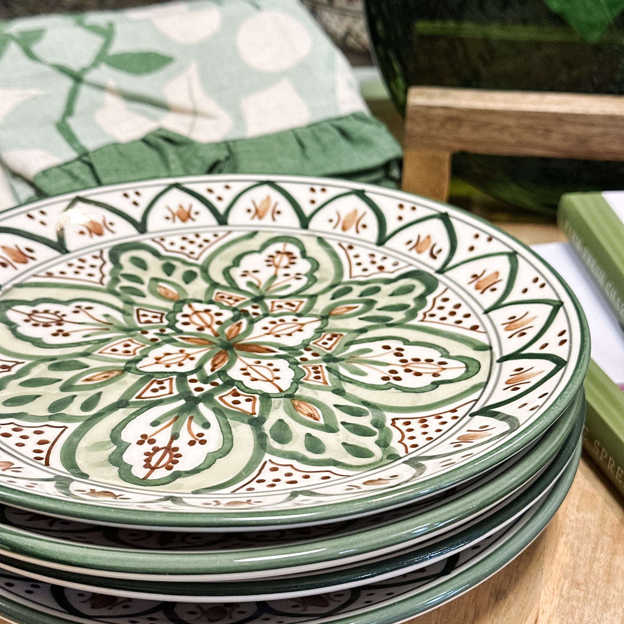 Stoneware Botanical Green Plate