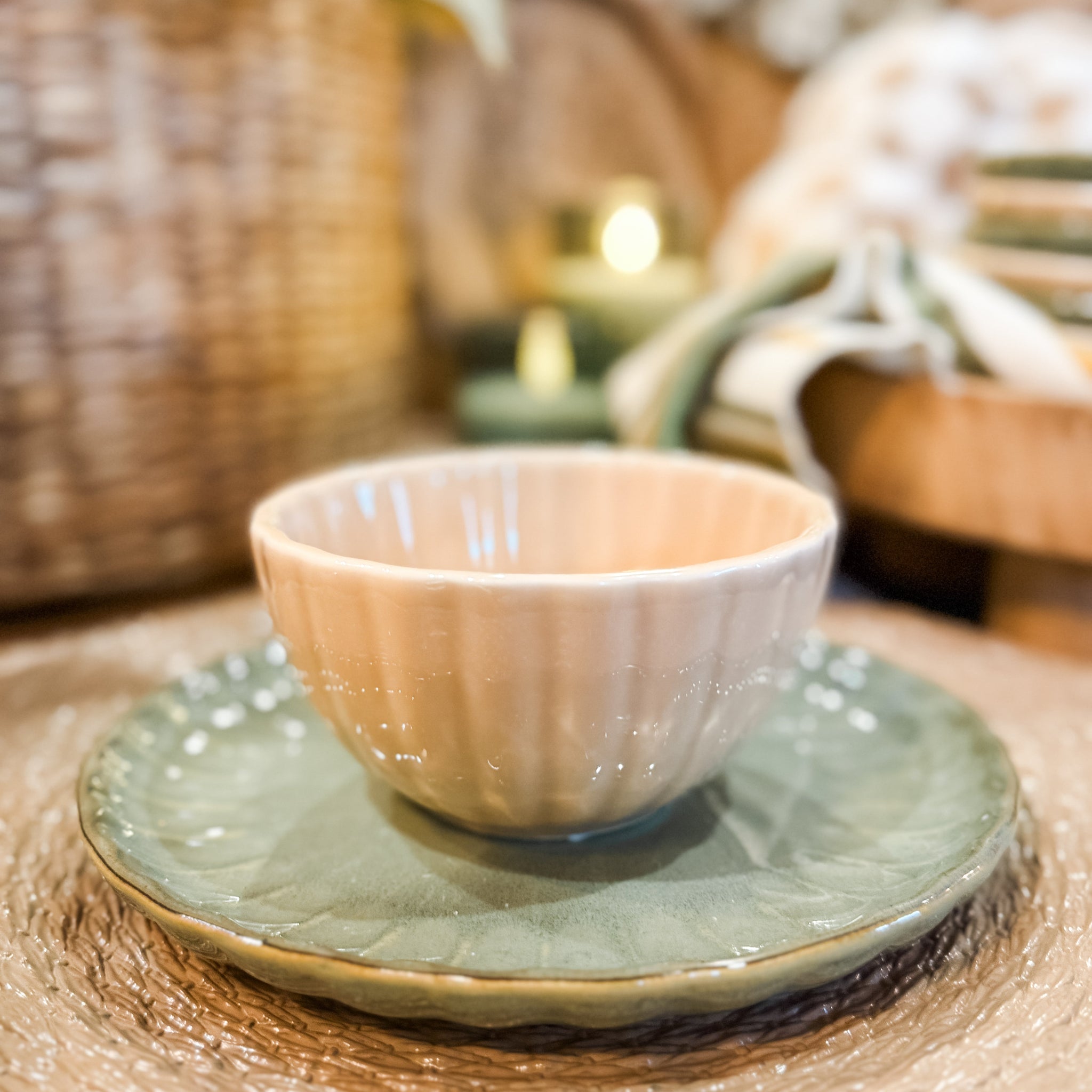 Stoneware Fluted Bowl, Blush
