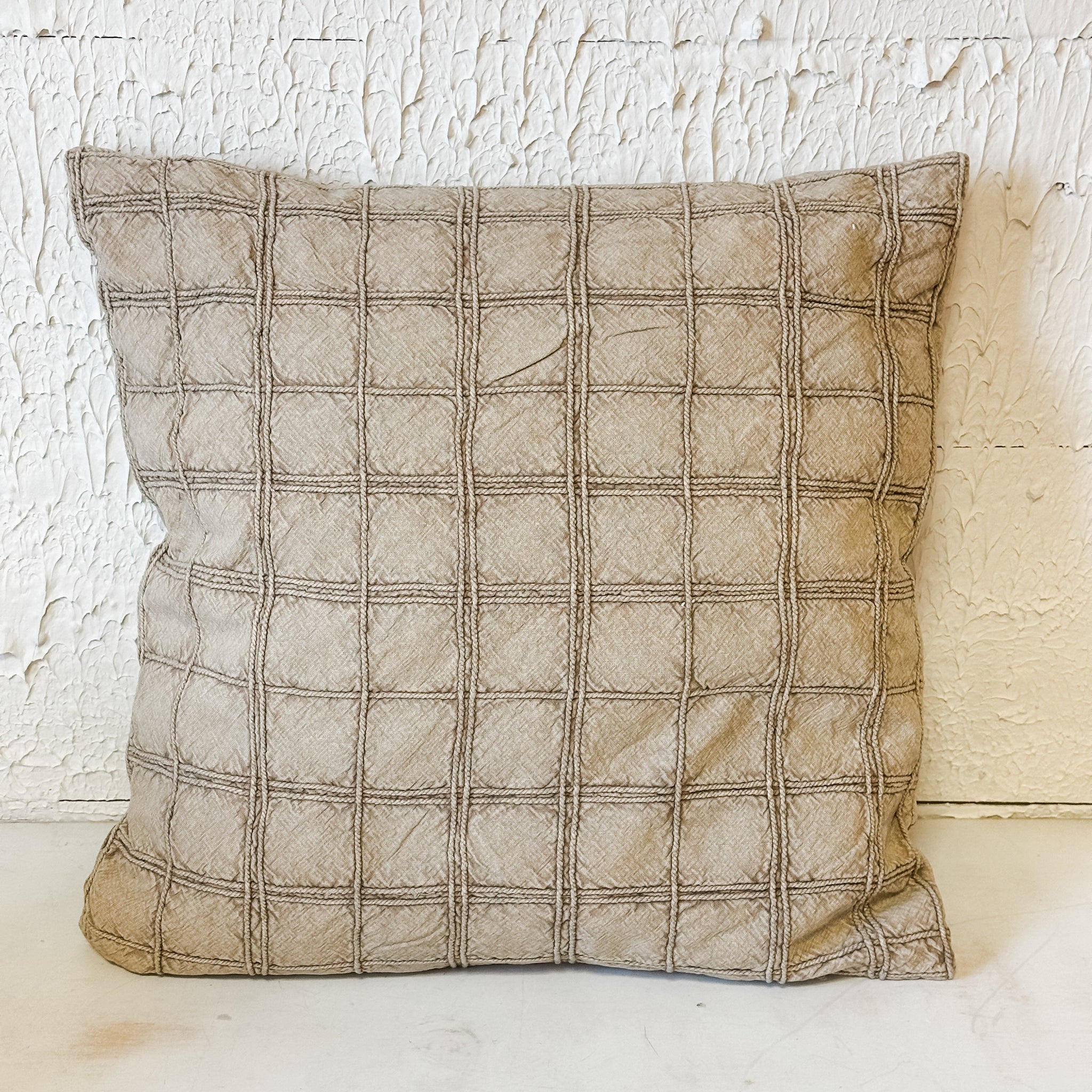 Pillow - Stonewashed Windowpane Check, Brown