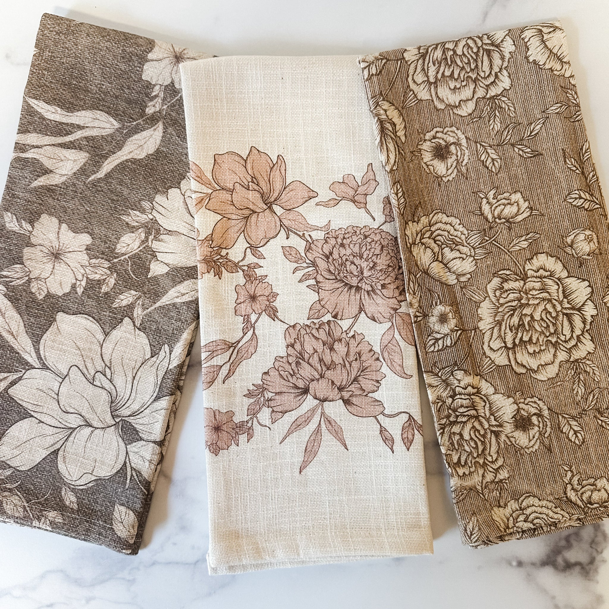 Sepia Floral Tea Towels