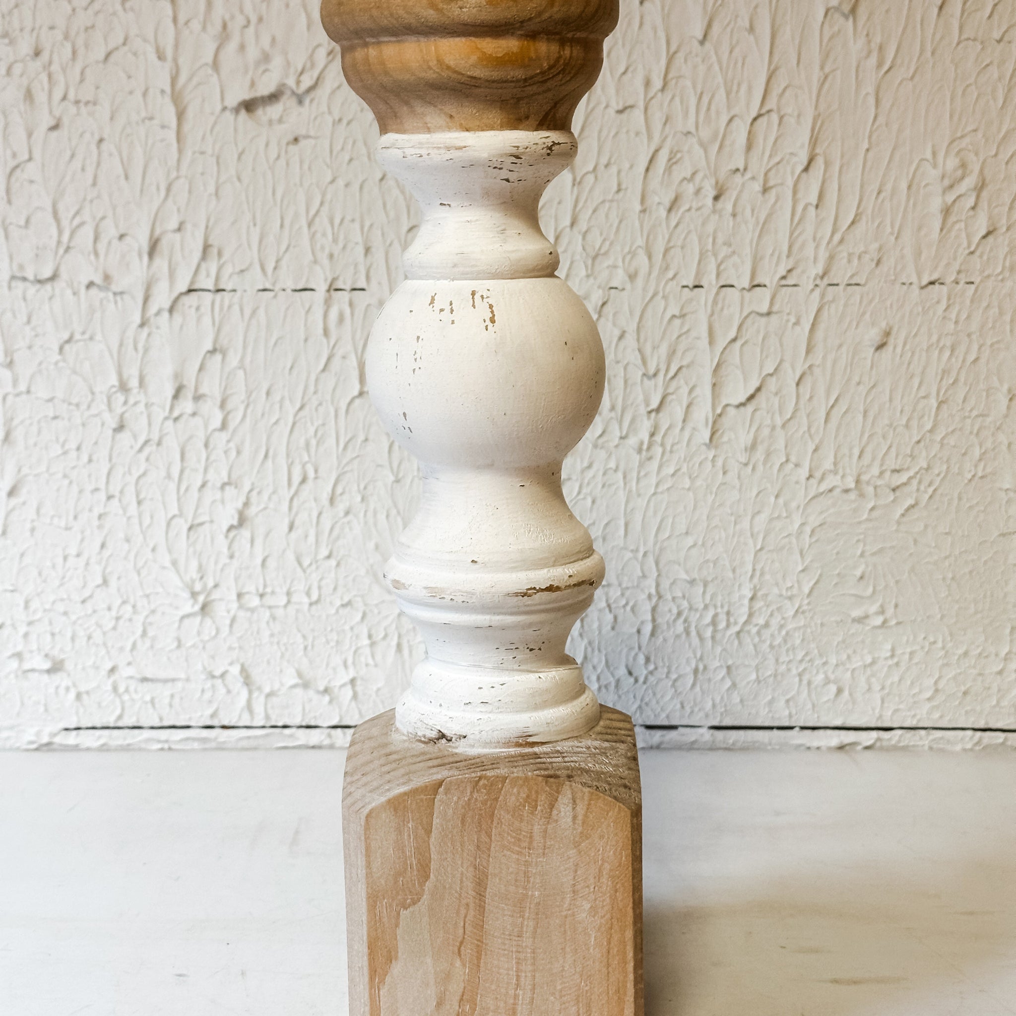 White Painted Candle Pillar Holder