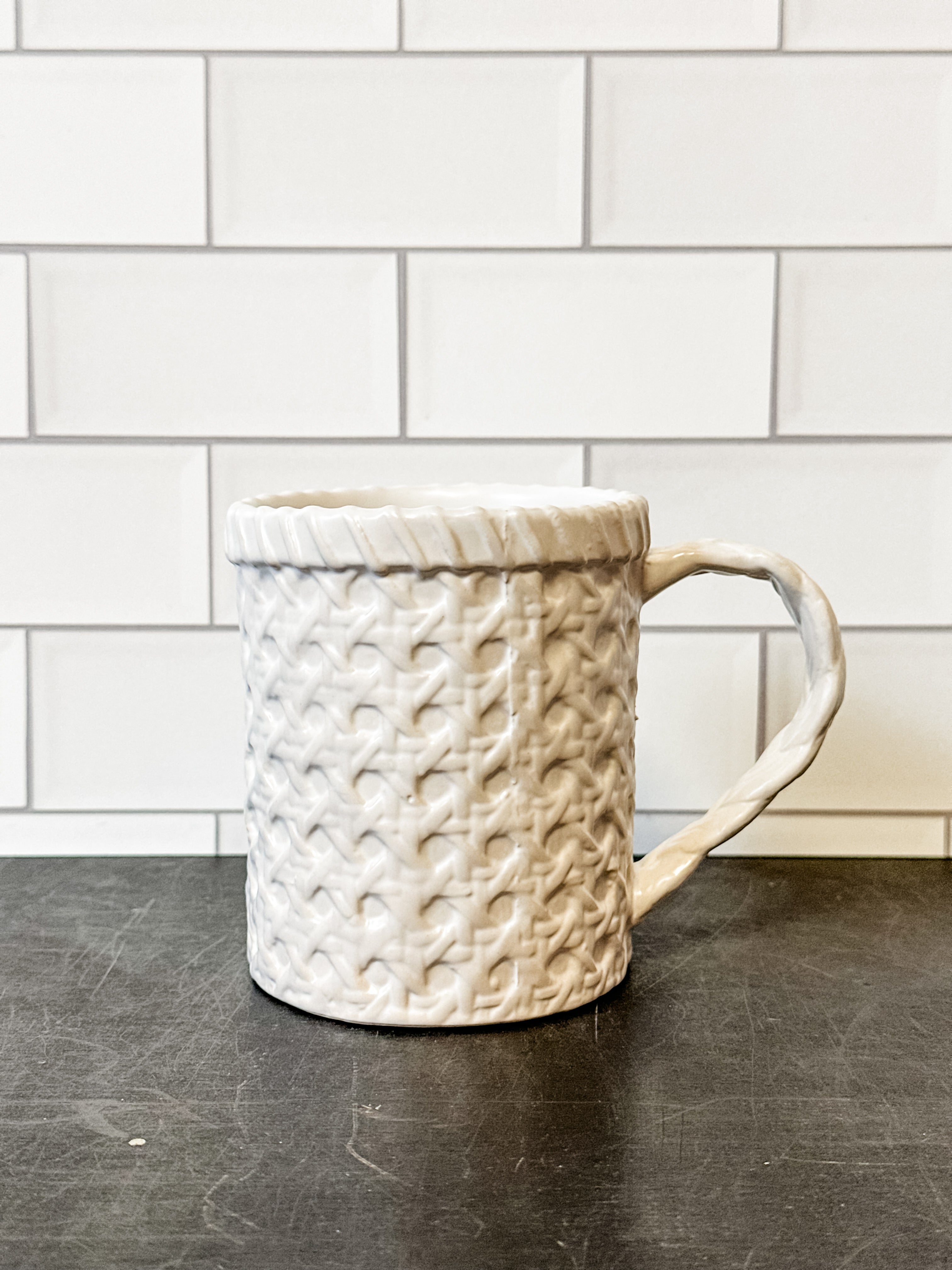 Woven Stoneware Mugs, 4 Patterns