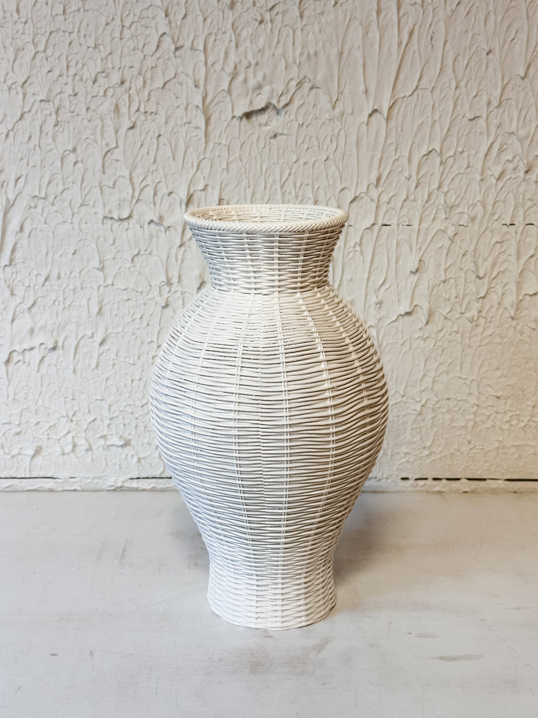White Resin Basket Weave Vase, 2 Sizes