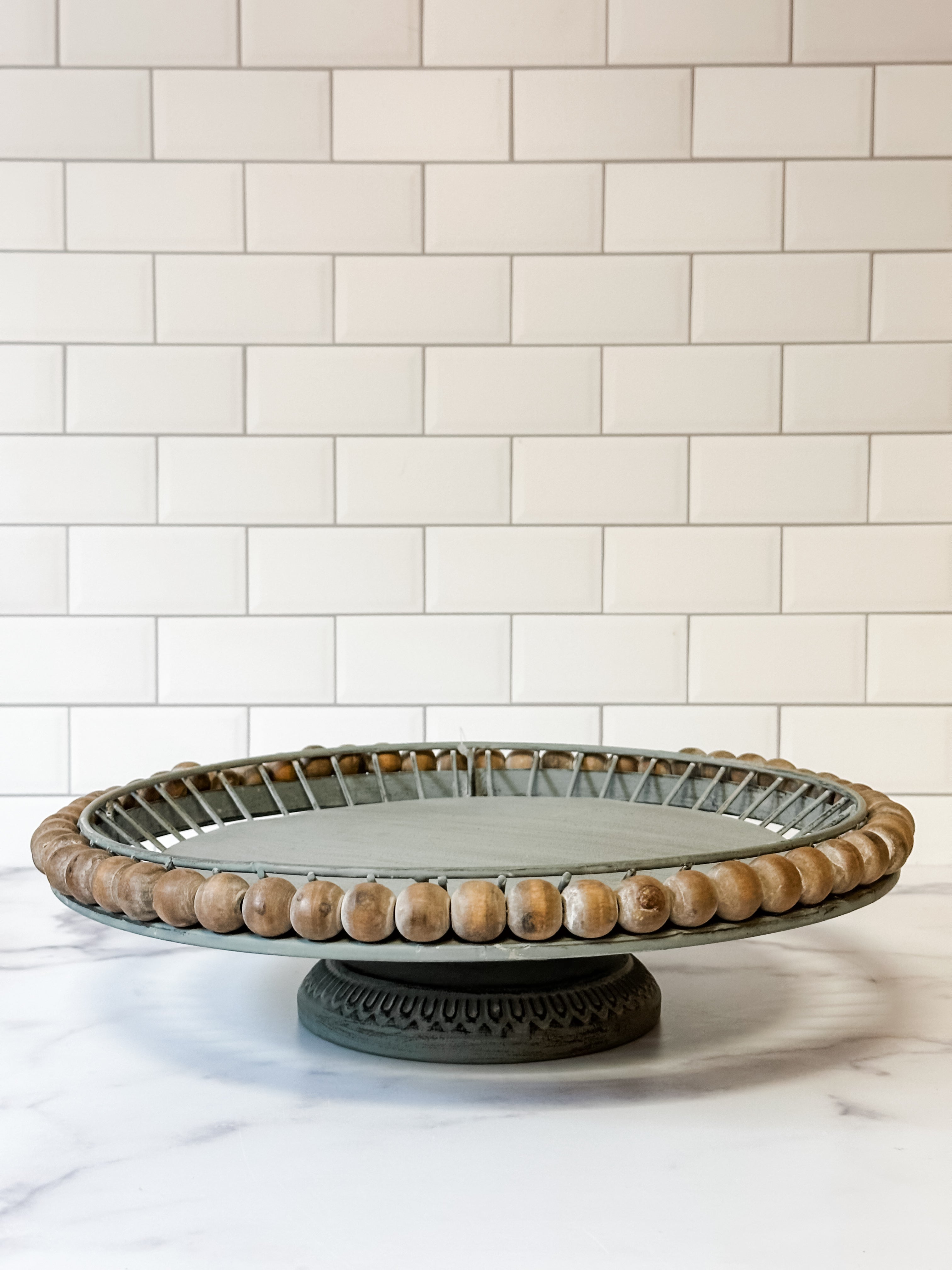 Boho Wood & Metal Ball Cake Stand