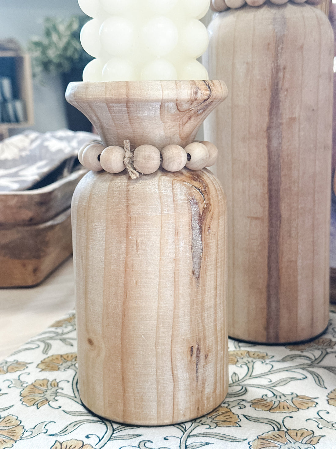 Beaded Pillar Candle Holder
