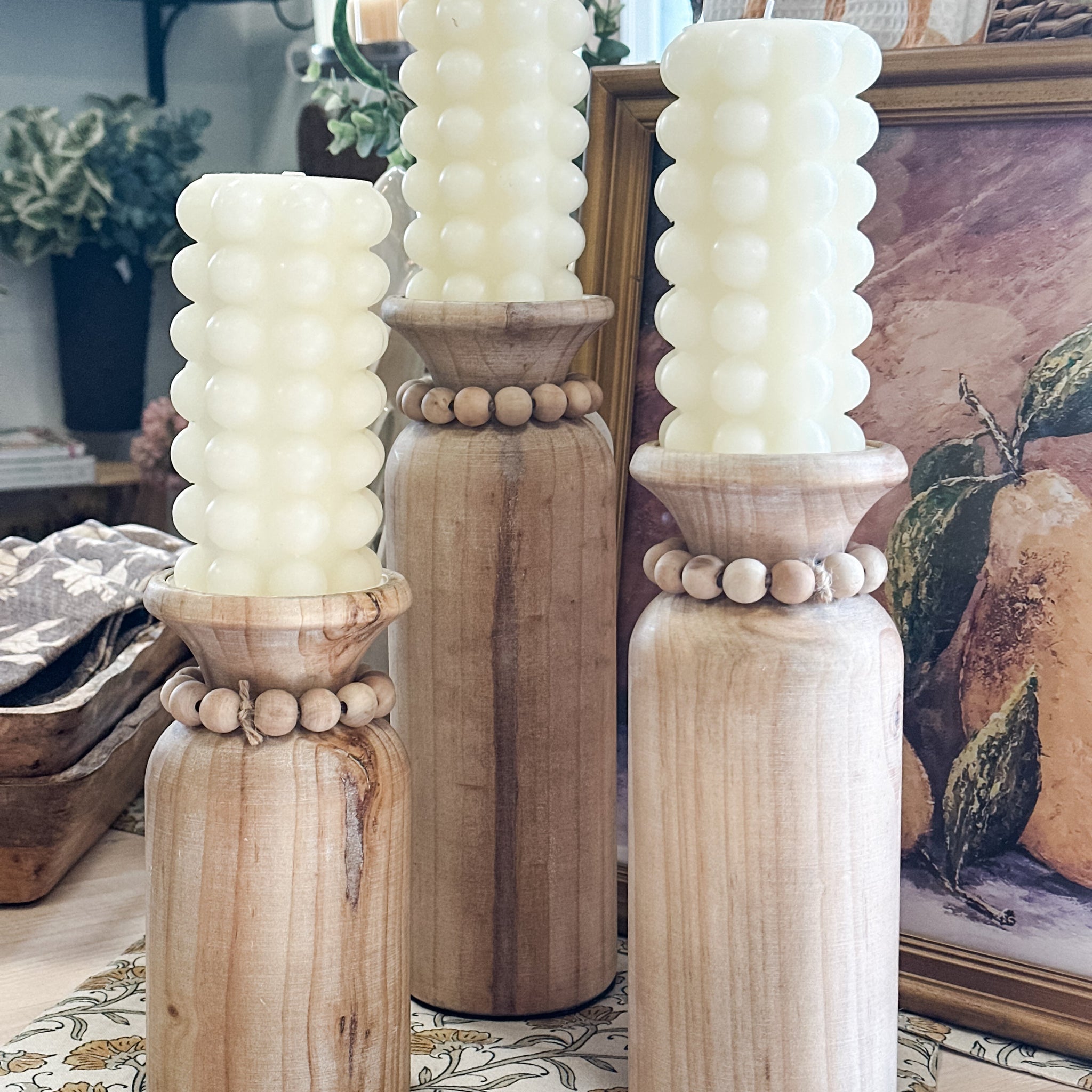 Beaded Pillar Candle Holder
