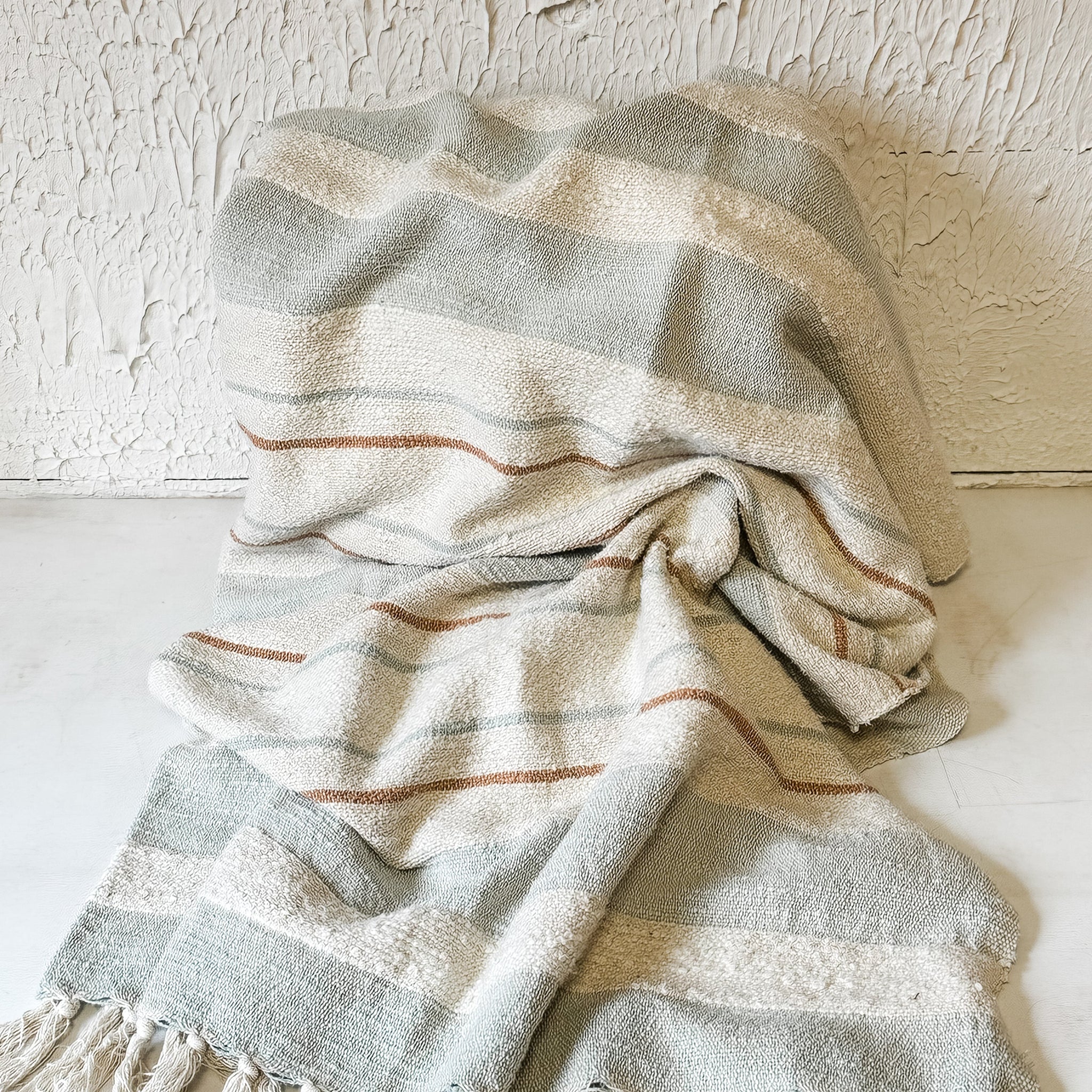 Woven Cotton Throw With Stripes
